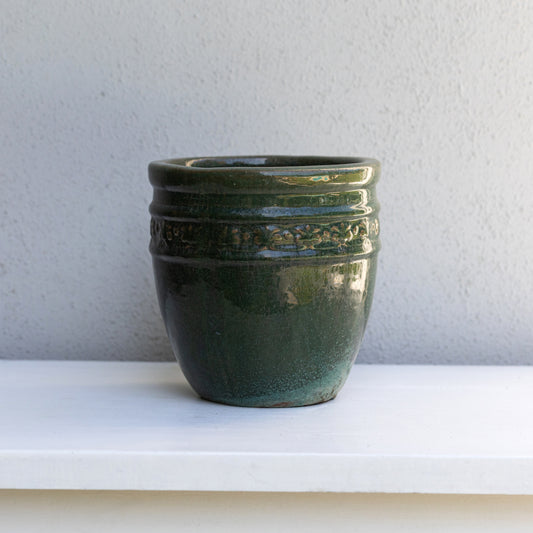 Dark Green Pattern Pot